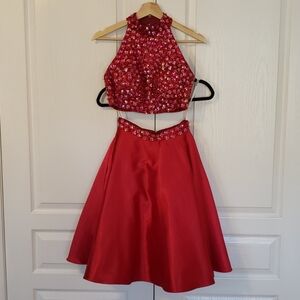 Prom red dress size XS two pieces